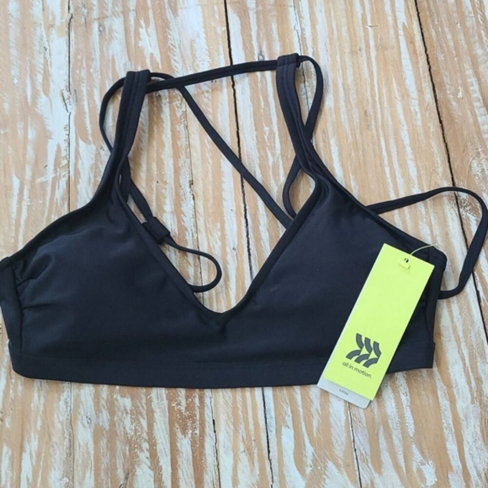 Nwt All In Motion black bikini swim top S